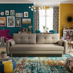 Bongo Modern Sofa Bed With Storage Universal Beige Fabric - thumbnail 2