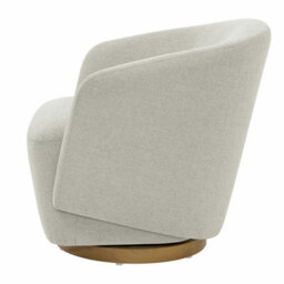 Xample Henredon Murphy Swivel Chair Light Grey Boucle Fabric Barrel Accent Chair 360 Rotation Wood Base Living Room Seat - thumbnail 6