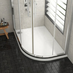 Royal Bathrooms 1000 X 800mm Right Handed Offset Quadrant Stone Shower Enclosure Tray Gloss White 30mm Slimline - thumbnail 3