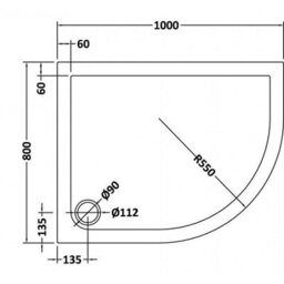 Royal Bathrooms 1000 X 800mm Right Handed Offset Quadrant Stone Shower Enclosure Tray Gloss White 30mm Slimline - thumbnail 7