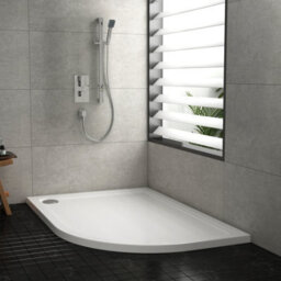 Royal Bathrooms 1000 X 800mm Right Handed Offset Quadrant Stone Shower Enclosure Tray Gloss White 30mm Slimline - thumbnail 4