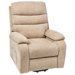 Beliani Electric Recliner Chair Rise Fabric Beige - thumbnail 1