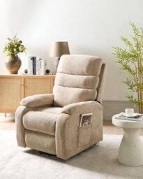 Beliani Electric Recliner Chair Rise Fabric Beige - thumbnail 2