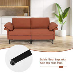 Modern Fabric Loveseat 2 Seater Sofa Set Upholstered Sofa With Armrest Pillows - thumbnail 5