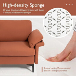 Modern Fabric Loveseat 2 Seater Sofa Set Upholstered Sofa With Armrest Pillows - thumbnail 6