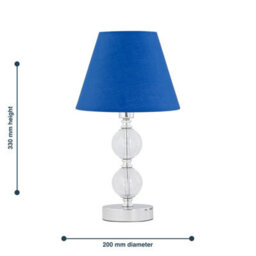 First Choice Lighting Chrome Two Ball Table Lamp With Royal Blue Shade - thumbnail 4