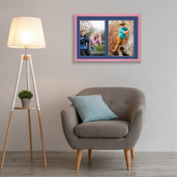 AK Frames 20X14 Pastel Pink Sleek Multi Photo Frame With Blue Mount - Holds 2 Apertures (2X) A4 Photos - thumbnail 3