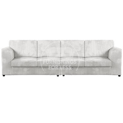 Furnishings For Less UK Luxor Long Fabric Jumbo Cord 4 Seater Sofa - Full Back Silver - image 1