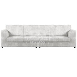 Furnishings For Less UK Luxor Long Fabric Jumbo Cord 4 Seater Sofa - Full Back Silver