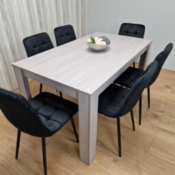 Kosy Koala Modern Grey Rectangle Dining Table Set With 6 Black Velvet Chairs Dining Room Furniture Set - thumbnail 5