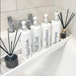 Almineez Luxury Bamboo Wood Bath Tub Caddy Rack Tray, Water Resistant Bathroom Shelf Tidy Tray Storage Shelf Organiser White - thumbnail 2
