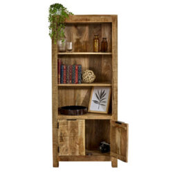 Wyld Haus California Solid Mango Wood Bookcase With Doors, Satin Finish - thumbnail 3