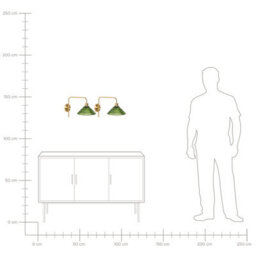 Beliani Set Of 2 Wall Lamps Gold-Plated Iron Base With Ribbed Green Glass Shades, W44 X D20 X H30Cm - thumbnail 7