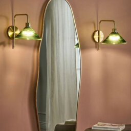 Beliani Set Of 2 Wall Lamps Gold-Plated Iron Base With Ribbed Green Glass Shades, W44 X D20 X H30Cm - thumbnail 1