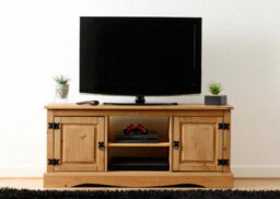 Seconique Corona Waxed Pine 2 Door 1 Shelf Flat Screen Tv Unit Cupboard Storage - thumbnail 8