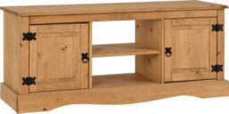Seconique Corona Waxed Pine 2 Door 1 Shelf Flat Screen Tv Unit Cupboard Storage - thumbnail 1