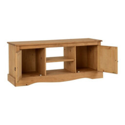 Seconique Corona Waxed Pine 2 Door 1 Shelf Flat Screen Tv Unit Cupboard Storage - thumbnail 3