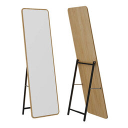 Full Length Free Standing Mirror 160X40Cm Natural Wood Frame With Stand - thumbnail 4