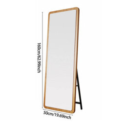 Full Length Free Standing Mirror 160X40Cm Natural Wood Frame With Stand - thumbnail 2
