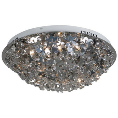 Luminosa Lighting Luminosa Nano Glass & Crystal Ceiling Light Aluminum
