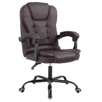Faux Leather Desk Chair, Height Adjustable Office Chair Brown - image 1