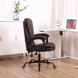 Faux Leather Desk Chair, Height Adjustable Office Chair Brown - thumbnail 4