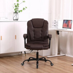 Faux Leather Desk Chair, Height Adjustable Office Chair Brown - thumbnail 5