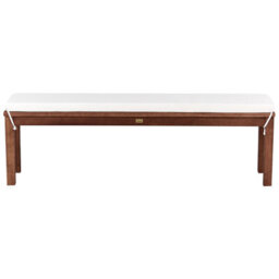 Beliani Garden Bench With Cushion Tuscania 160 Cm Eucalyptus Wood Off-White - thumbnail 1