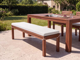 Beliani Garden Bench With Cushion Tuscania 160 Cm Eucalyptus Wood Off-White - thumbnail 2