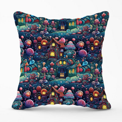 Warren Reed Designer Whimsical Gingerbread House Pattern Outdoor Cushion 45Cm X 45Cm - image 1