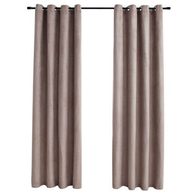 Berkfield Elegant Blackout Curtains With Metal Rings 2 Pcs Taupe 140X245 Cm