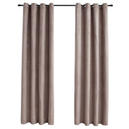 Berkfield Elegant Blackout Curtains With Metal Rings 2 Pcs Taupe 140X245 Cm