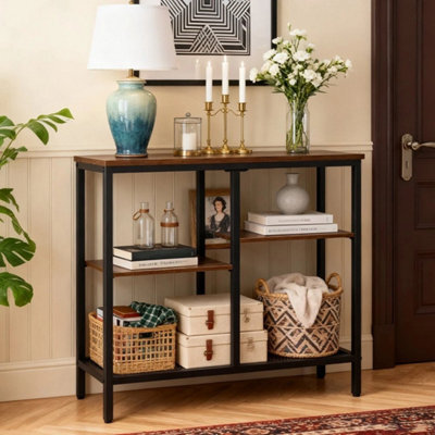 Narrow Industrial Console Sofa Table 4-Tier Entryway Hallway Storage Shelf Rack - image 1