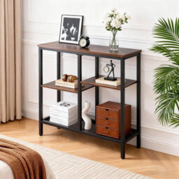 Narrow Industrial Console Sofa Table 4-Tier Entryway Hallway Storage Shelf Rack - thumbnail 3