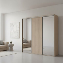 Grande 277 Ii Modern Sliding Door Wardrobe Oak Sonoma Wardrobe With Two Full Length Mirrors - thumbnail 1