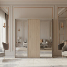 Grande 277 Ii Modern Sliding Door Wardrobe Oak Sonoma Wardrobe With Two Full Length Mirrors - thumbnail 2