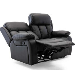 More4Homes Chester Manual Recliner Bonded Leather 1+2+3 Seater Sofa Set (Black) - thumbnail 5