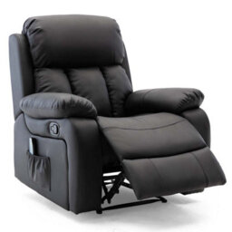 More4Homes Chester Manual Recliner Bonded Leather 1+2+3 Seater Sofa Set (Black) - thumbnail 7