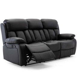 More4Homes Chester Manual Recliner Bonded Leather 1+2+3 Seater Sofa Set (Black) - thumbnail 3