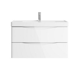 Plum&clay Eden Gloss White Wall Hung Vanity Unit With Ceramic Basin (W)900mm - thumbnail 3