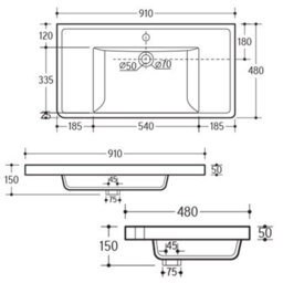 Plum&clay Eden Gloss White Wall Hung Vanity Unit With Ceramic Basin (W)900mm - thumbnail 7