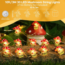 10Ft Mushroom Fairy Lights: 30 Led Battery-Operated Cute Lamp For Bedroom, Dorm, Wedding & Indoor/outdoor Decor - thumbnail 2