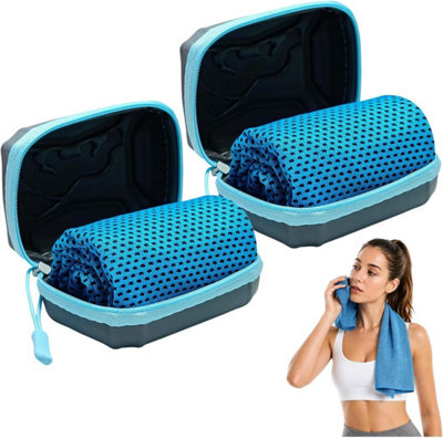 2 Pack Cooling Towels, Quick Dry Microfiber Neck Cool Towels For Heat Relief, Sports Sweat Towels Portable Storage Blue 80X30Cm - image 1