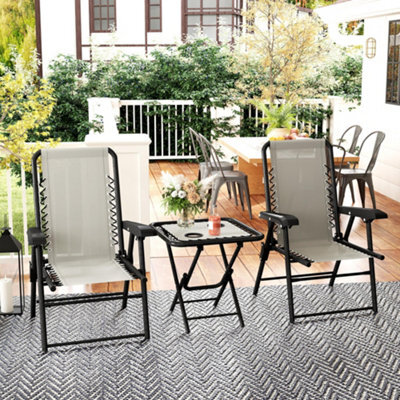 Outsunny 3 Pieces Folding Garden Bistro Set With Cup Holders, Cream White - image 1
