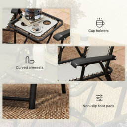 Outsunny 3 Pieces Folding Garden Bistro Set With Cup Holders, Cream White - thumbnail 7