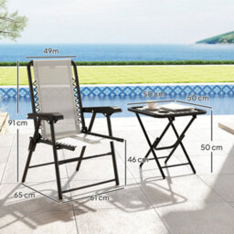 Outsunny 3 Pieces Folding Garden Bistro Set With Cup Holders, Cream White - thumbnail 3