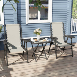 Outsunny 3 Pieces Folding Garden Bistro Set With Cup Holders, Cream White - thumbnail 8