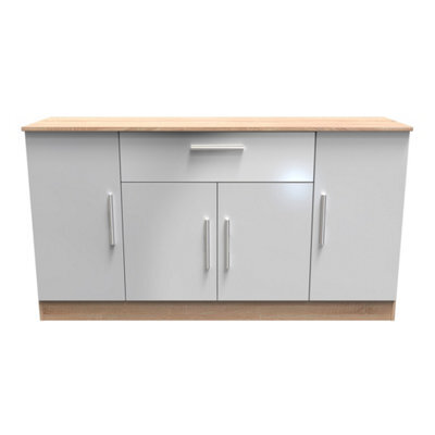 Trent Wide 4 Door 1 Drawer Sideboard In Grey & Bardolino Oak (Ready Assembled) - image 1