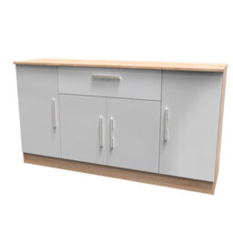 Trent Wide 4 Door 1 Drawer Sideboard In Grey & Bardolino Oak (Ready Assembled) - thumbnail 3