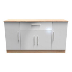 Trent Wide 4 Door 1 Drawer Sideboard In Grey & Bardolino Oak (Ready Assembled) - thumbnail 1